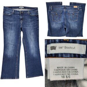 Levi’s 590 Boot Cut Womens 18 18S 38x28 Mid Rise Jeans Open Top Flap Pockets
